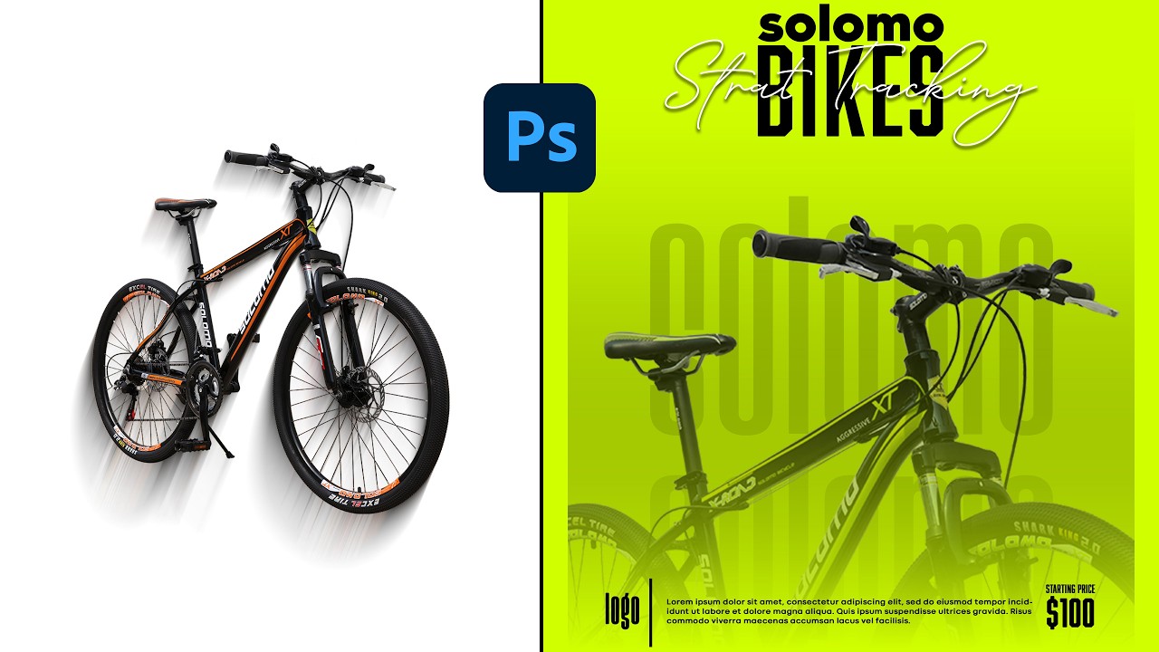 Bicycle Poster Design 🚲⚡ | Photoshop Tutorial | Graphic Design.
