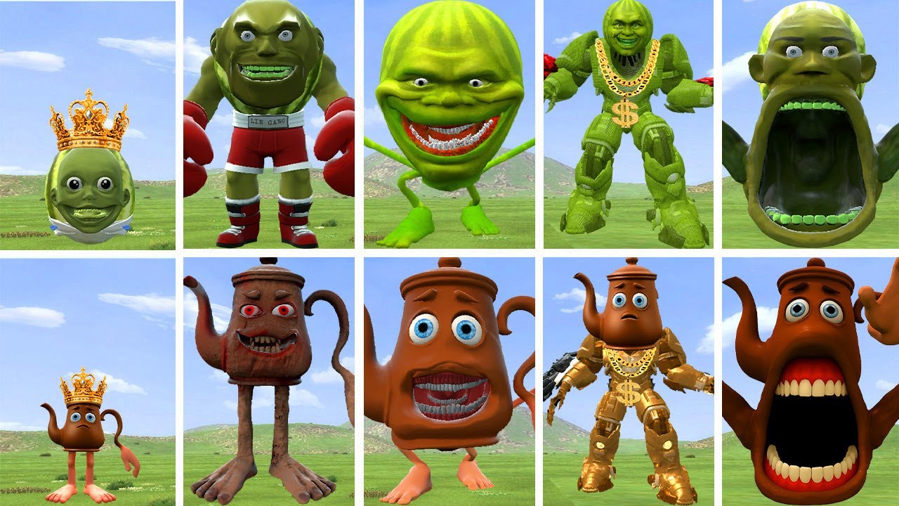 ROBLOX: NEW EVOLUTIONS OF KING LINGANG MELON VS KING TATATA SAHUR IN GARRY'S MOD !