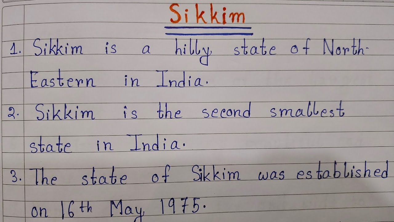10 Lines On Sikkim In English | 10 Lines Essay On Sikkim | Easy Sentences About Sikkim | Sikkim