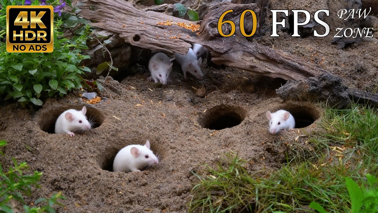 [NO ADS] CAT TV 😺 Hidden Earth: Hamster Pop-Up Party & White Mouse Burrow Quest 🐭🕳️ 4K