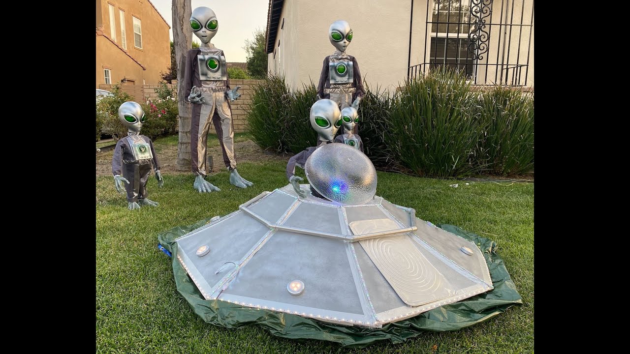 DIY How to build a UFO Spaceship Alien Halloween Outdoor Decoration
