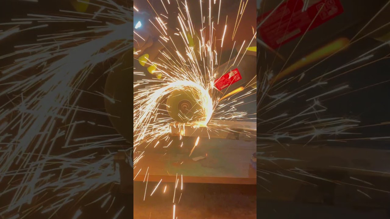 Fire Sparks Fly! 🔥 Angle Grinder Cuts Metal Box Bar | Satisfying Grinder #Shorts