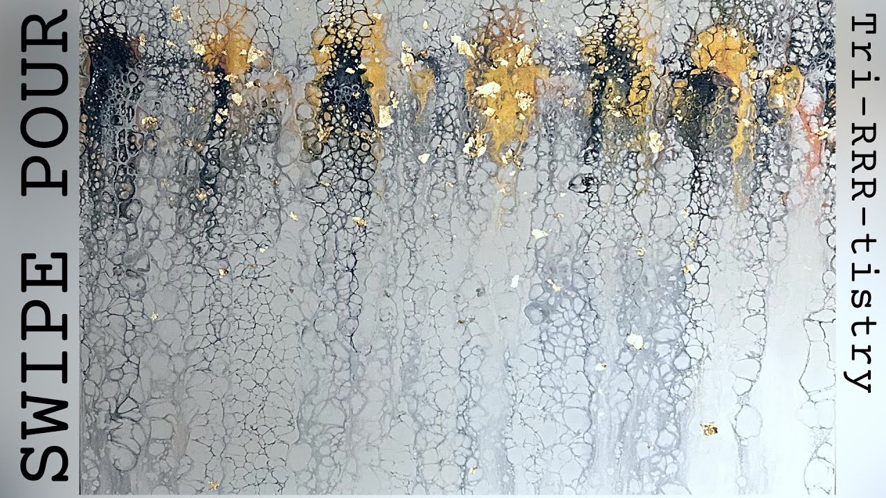 STUNNING! Fluid Art with GOLD Flakes | SWIPE Acrylic Pour technique| Acrylic Pouring | Abstract Art