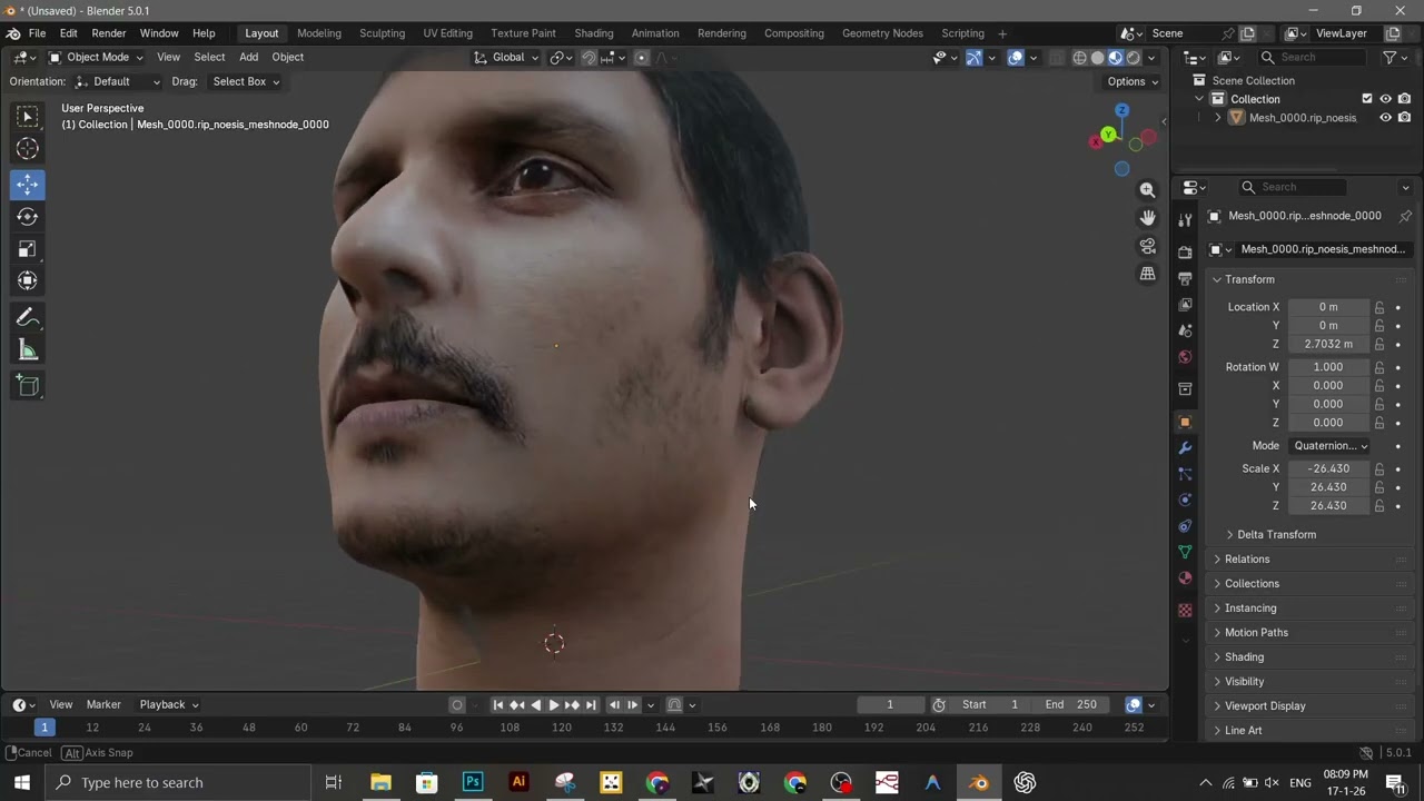 Jiiva 3D head making full screen recording