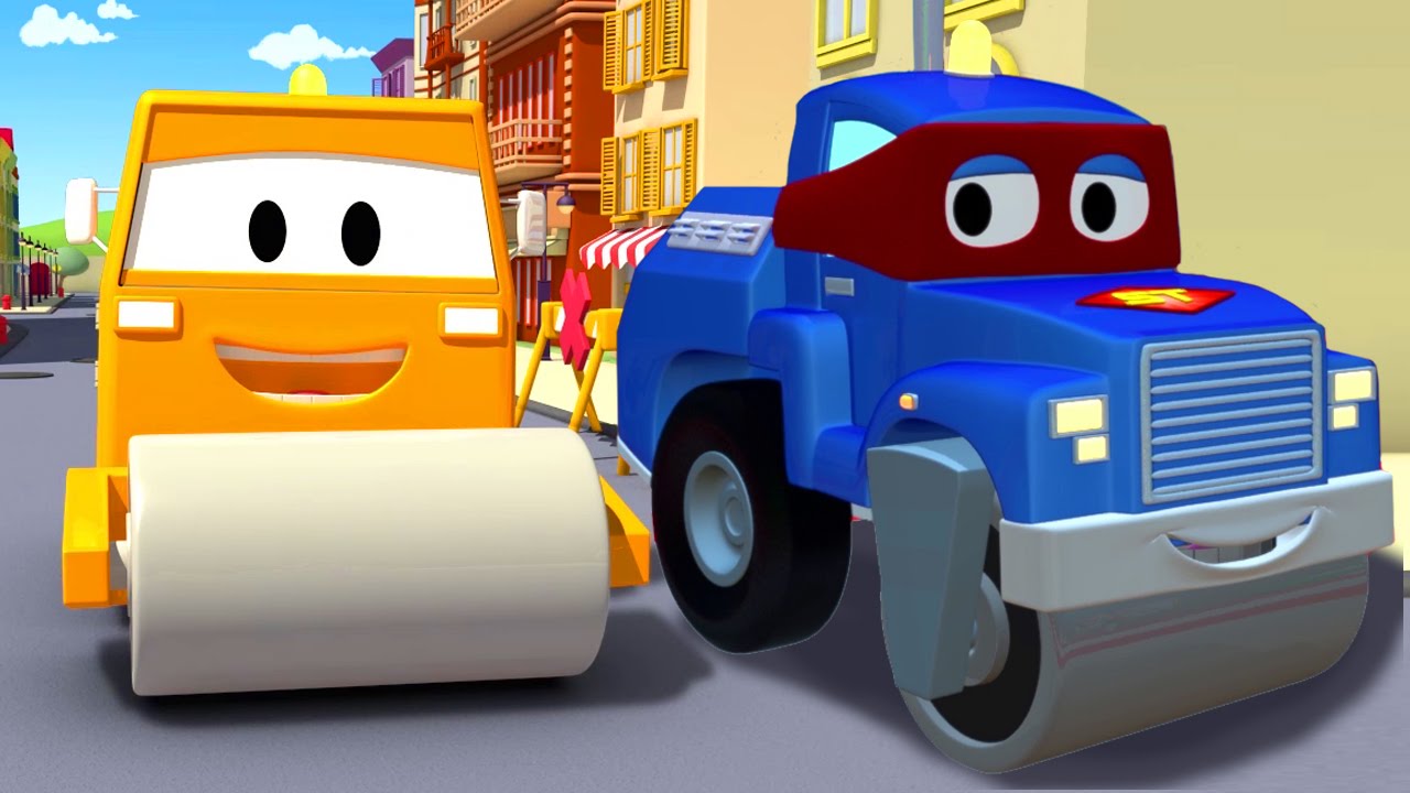 Carl the Super Truck and the Steamroller in Car City with Tom the Tow Truck | Trucks cartoons