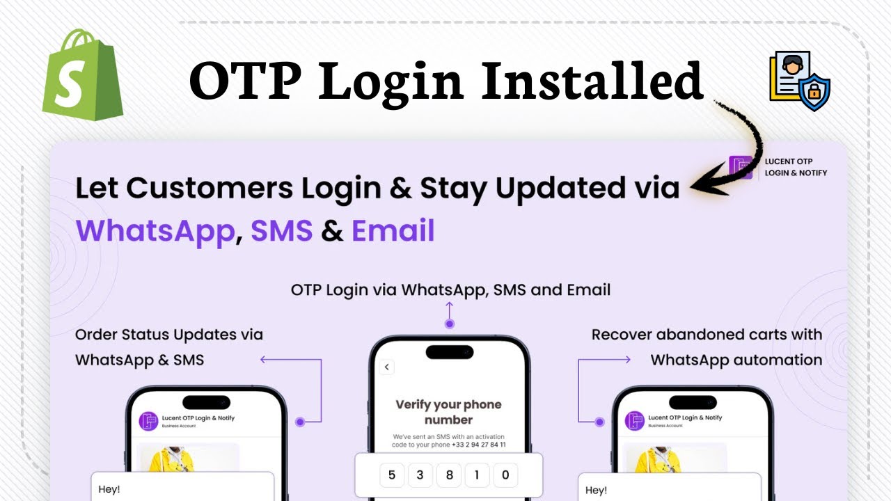 Как установить приложение OTP Login в Shopify (проверка клиента)