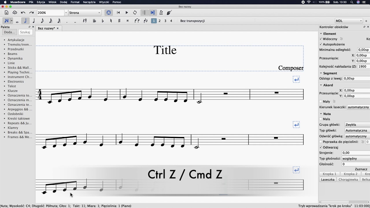 Pisanie nut na komputerze: Lekcja 2: Wpisywanie nut | MuseScore 3