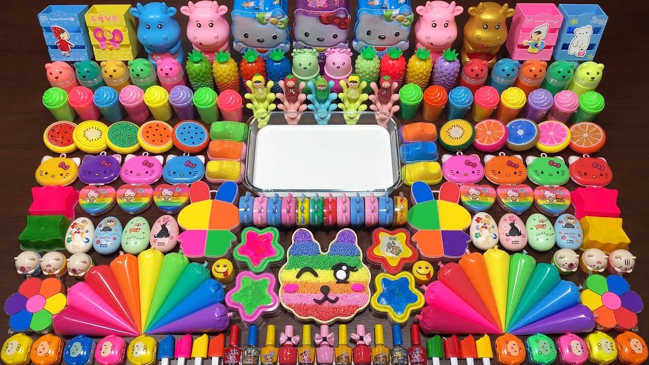 AMAZING WITH CLAY PIPING BAG & GLITTER | Mixing Random Things Into GLOSSY Slime #1995