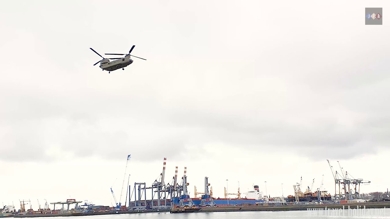 American Army Helicopters arriving in Rotterdam, The Netherlands 4K