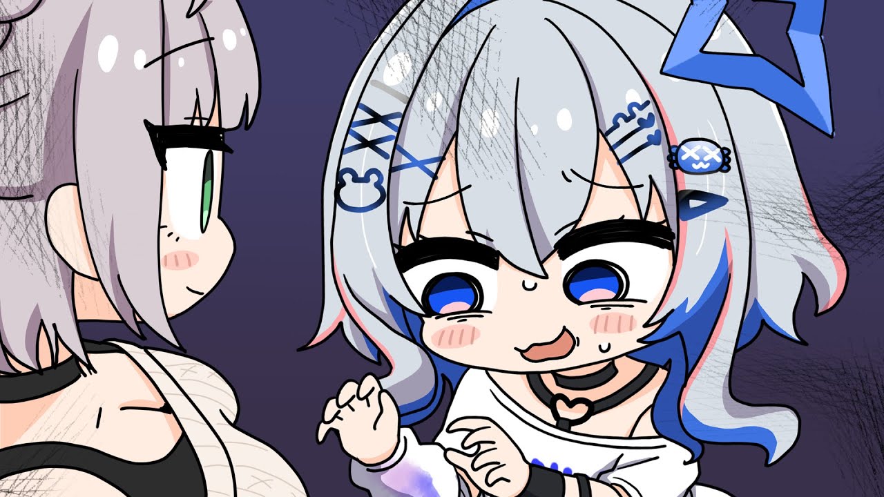 【手描き】下心がありすぎて団長のおっぱいだけは触れないかなたん【天音かなた/白銀ノエル/雪花ラミィ/宝鐘マリン/沙花叉クロヱ/博衣こより/ホロライブ/切り抜き漫画】