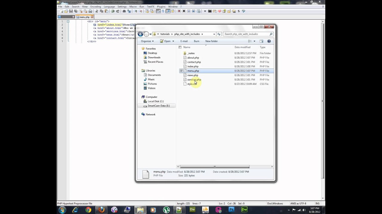 PHP Tutorial: How to create a website with PHP includes