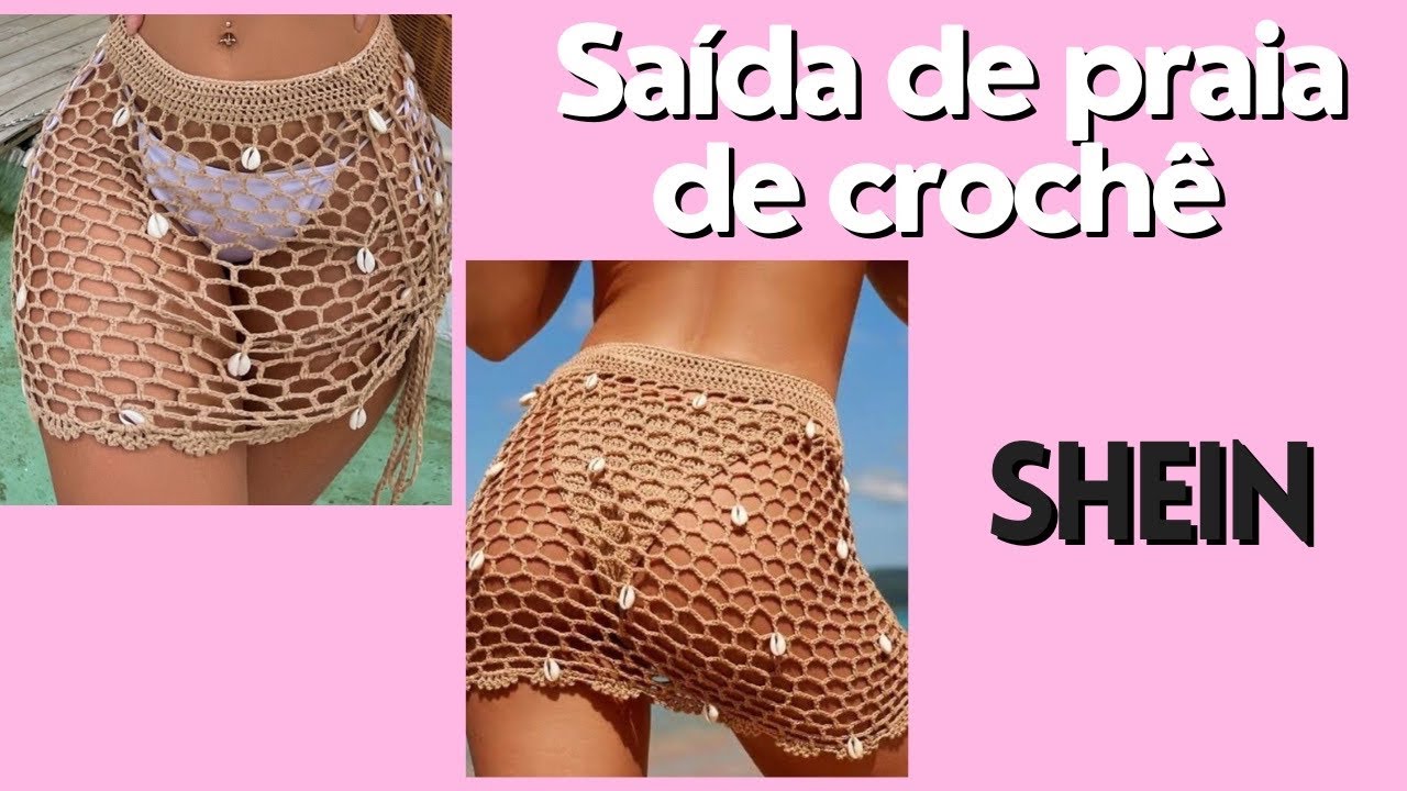 saída de praia de crochê shein com búzios, saia de crochê ( versão destro) @summercroche
