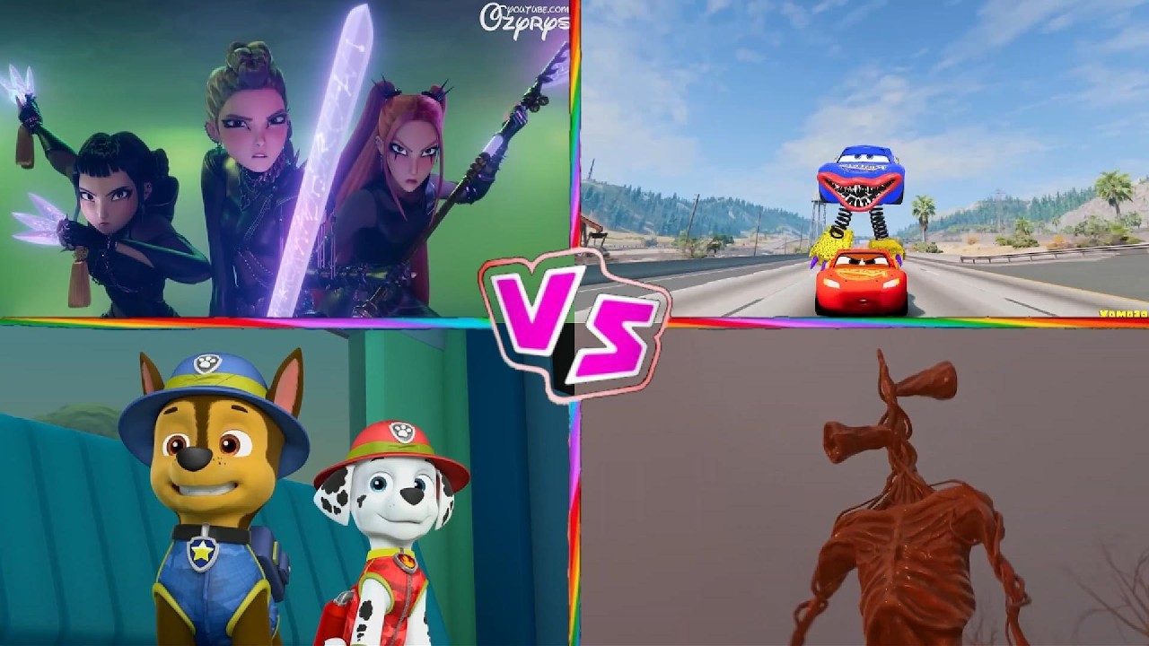 Paw Patrol 🆚 Monster Lightning McQueen 🆚 Siren Head 🆚 Kpop demon hunter 🎶 Tiles Hop EDM Rush