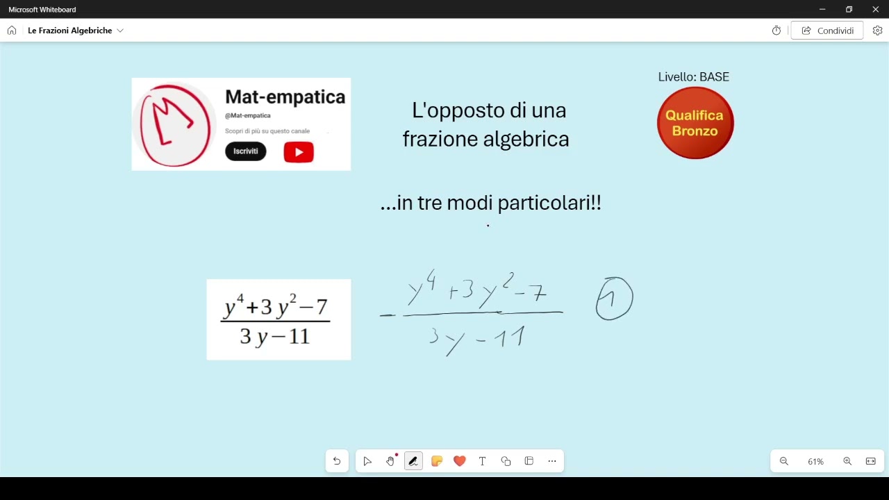 Le Frazioni Algebriche (parte 3): opposto di una frazione