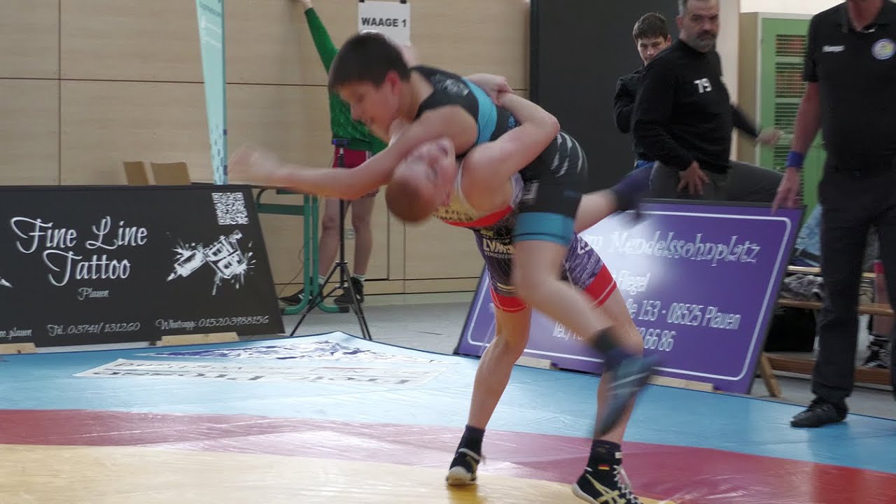 Wrestling / Ringen,  LM Sachsen 2026 in Plauen, Greco, U14, 48 kg, Schreiner - Gazuev