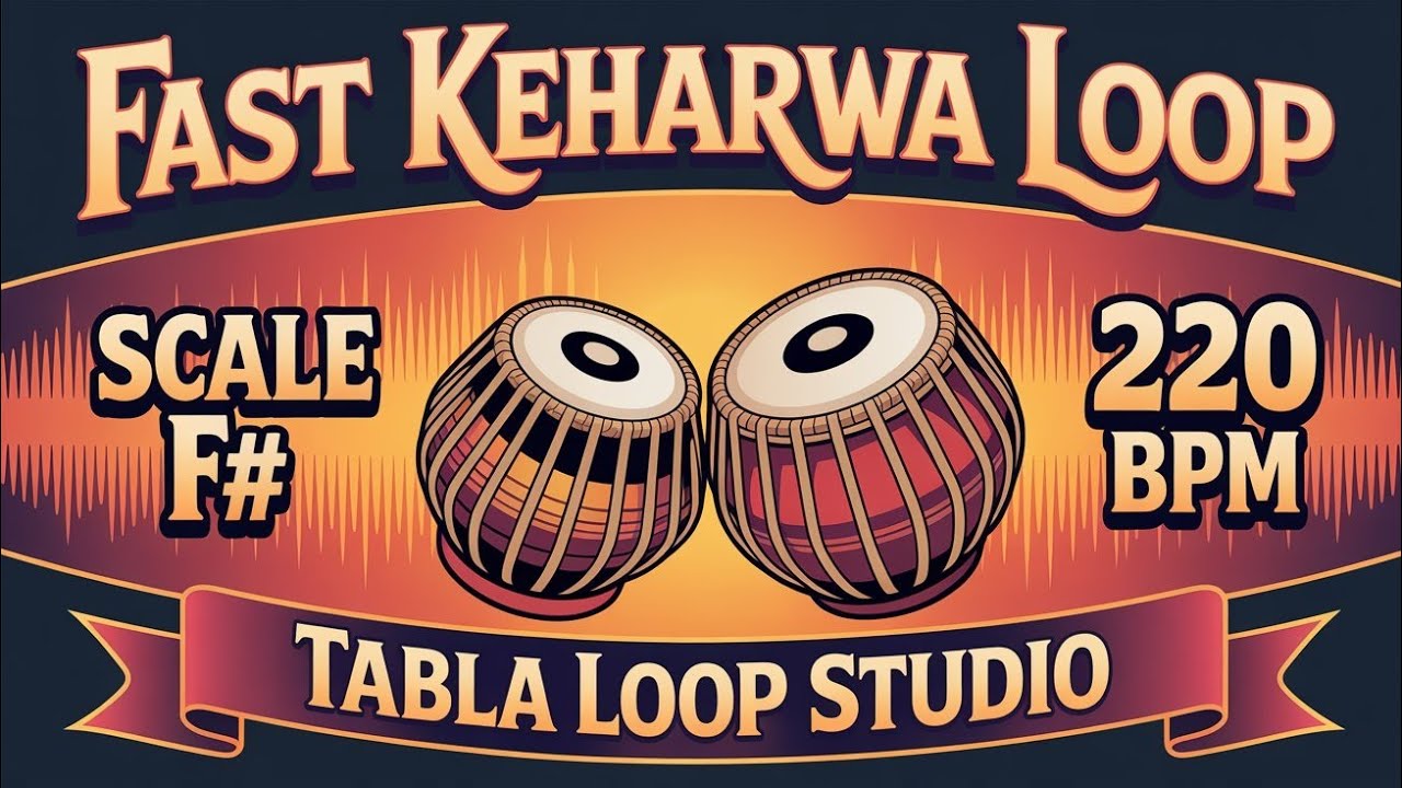 Fast Keharwa Loop | 220 BPM | F# Kali 3 | Bhajans, Songs #rhythm #riyazwithtabla #tablaloopstudio