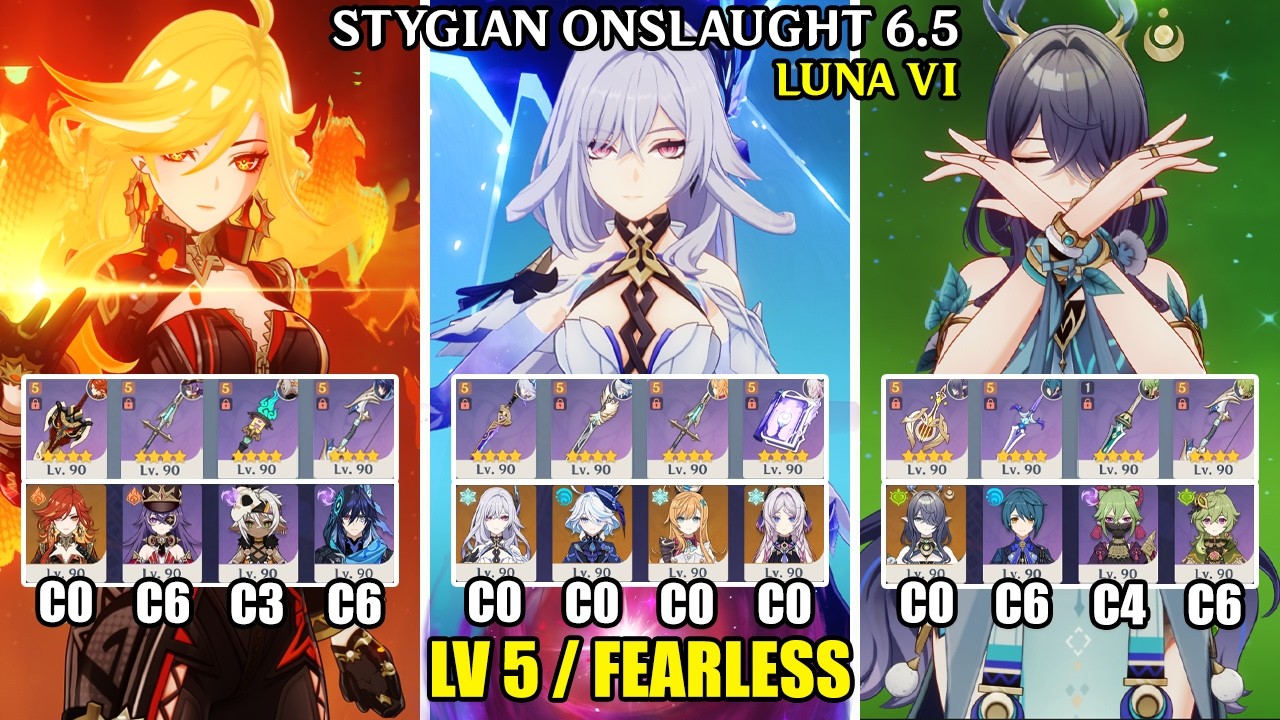 Мрачный натиск 6.5 Луна 6 - Lv 5 Бесстрашная | C0 Мавуика C0 Скирк C0 Лаума | Genshin Impact 【原神】