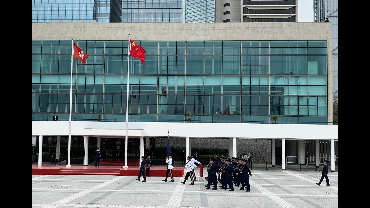 Hong Kong Police march in British military style at Rehearsal of Opening of Legal Year, 13 Jan 2020