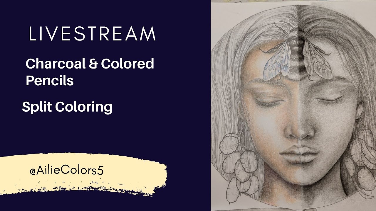 Charcoal vs Color | Mysteria Portrait Split Technique | #ColorAlongSeries Part 1