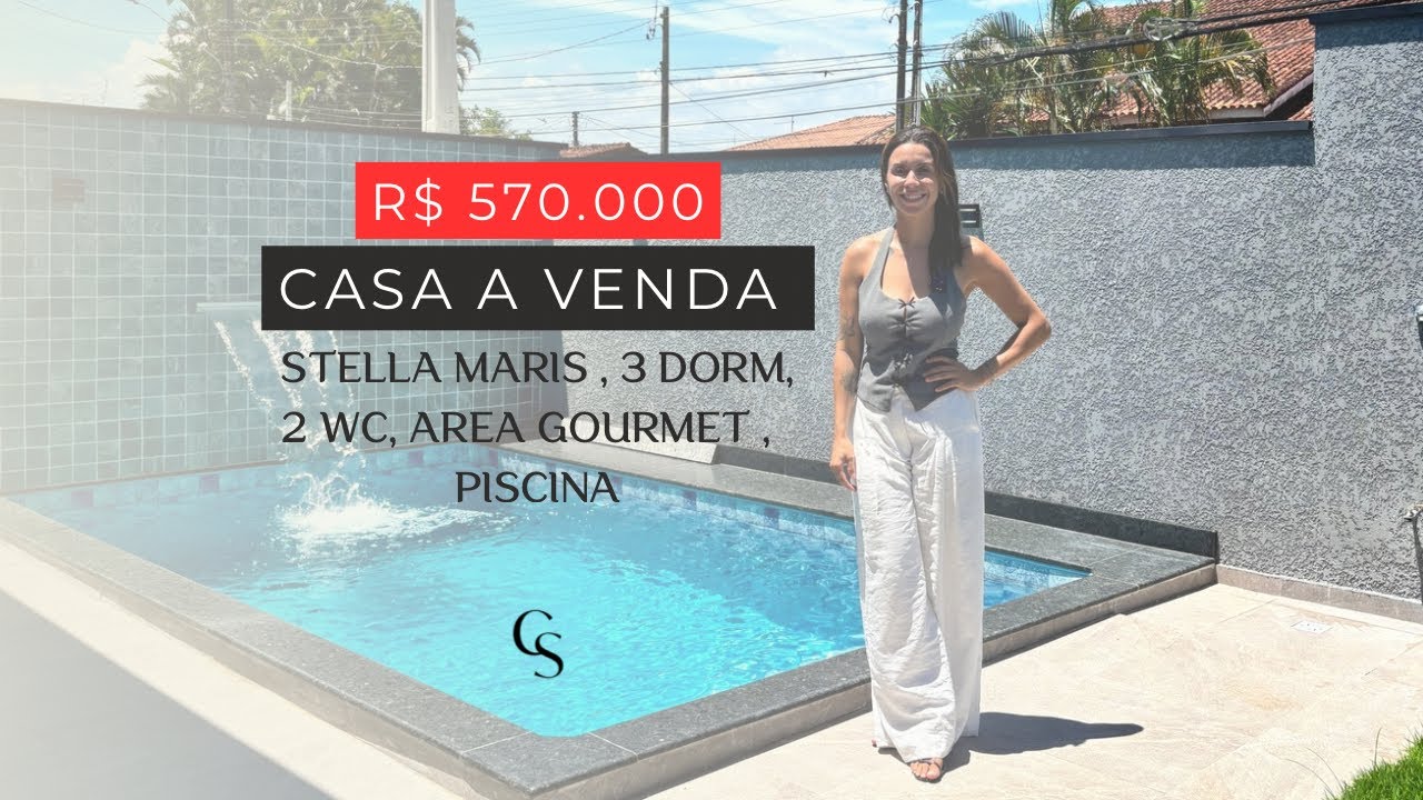 Casa praiana térrea com piscina e 3 dormitórios - Peruíbe/SP ✨