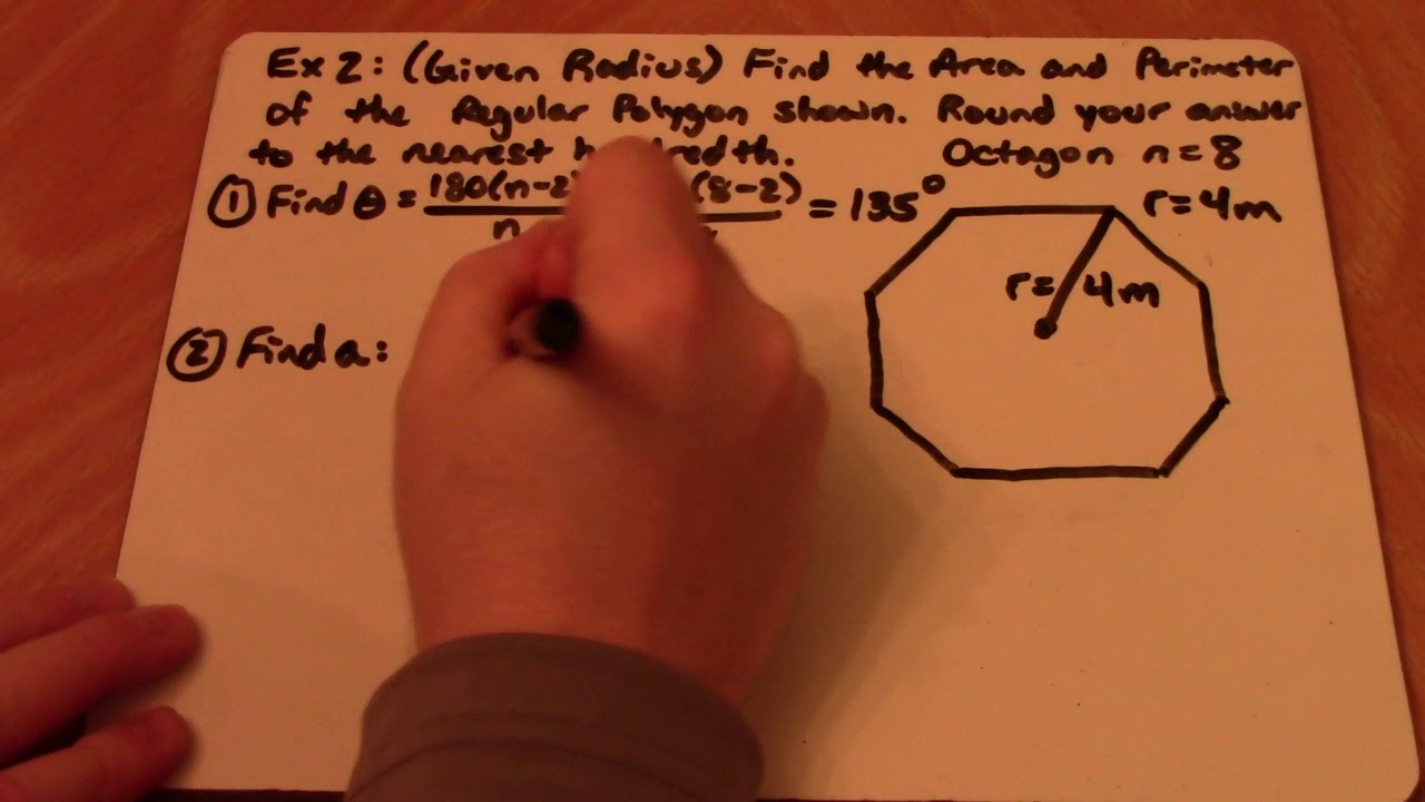Area and Perimeter of Regular Polygons   Ex2 Given Radius