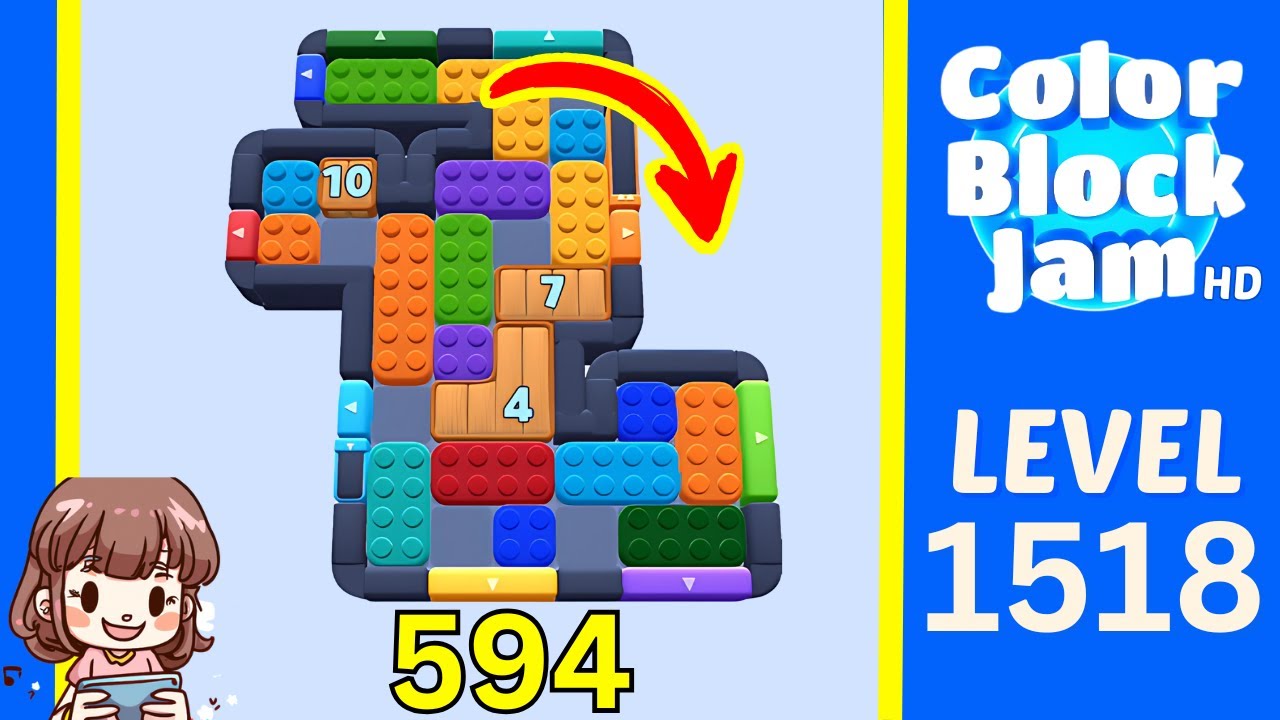 Color Block Jam Level 594 (1518) Solution Walkthrough