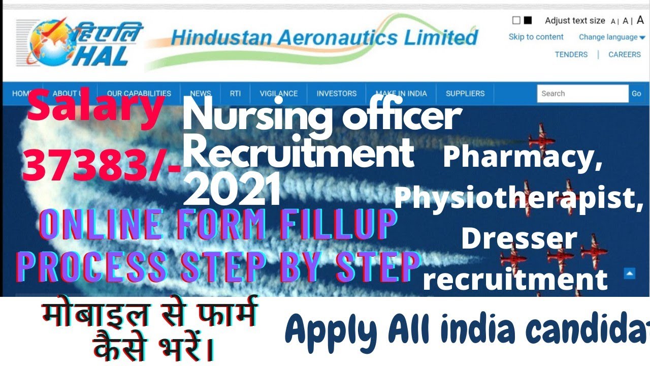 Hal Recruitment2021Nursing, Pharmacy,Physiotherapy,Dresser,How to fill Online Form@sunitkerketta5270