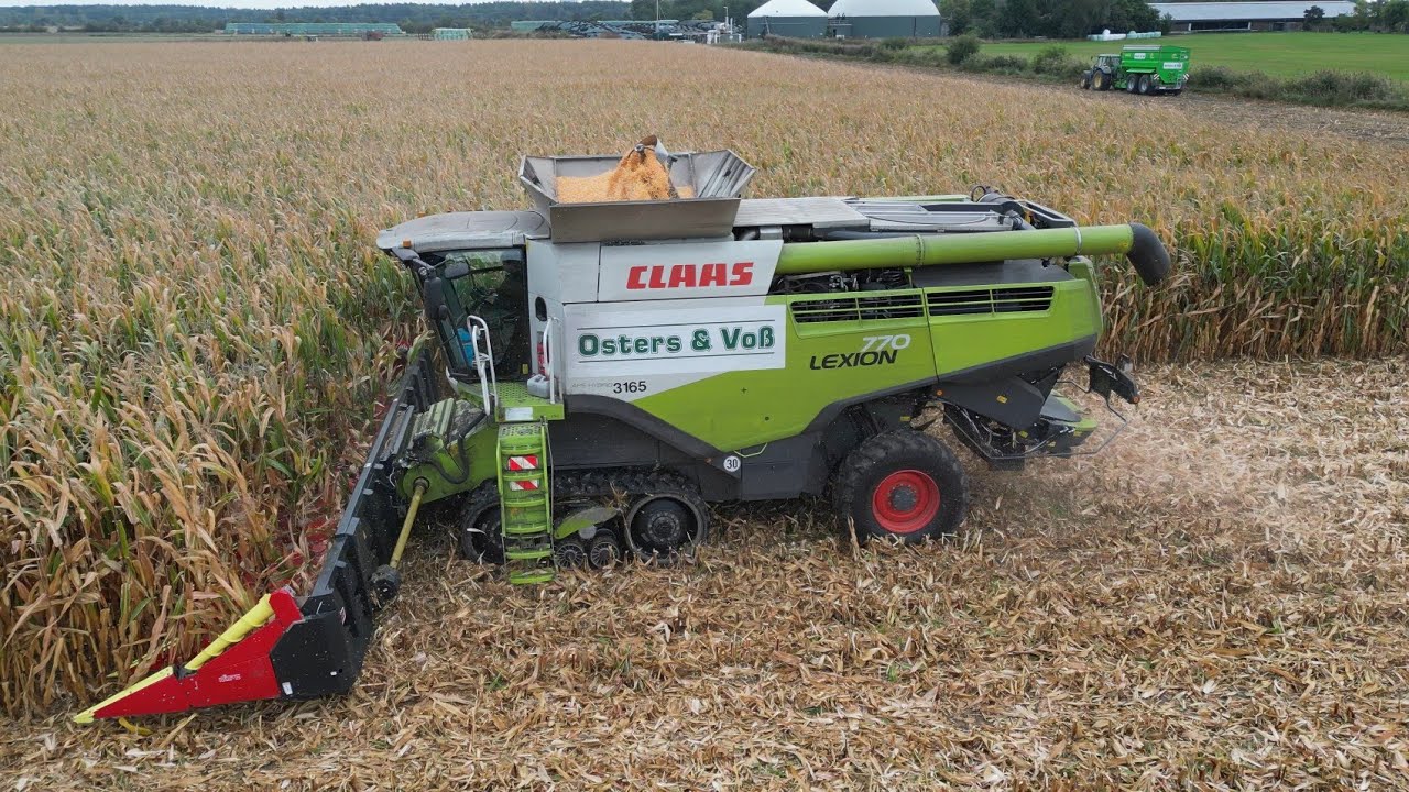CLAAS LEXION 770TT уборка кукурузы на зерно / JOHN DEERE 6930 самосвал с верхней навеской / OSTER...