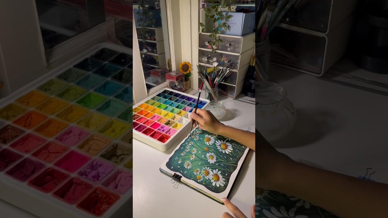 Gouache painting 💚✨ #art #gouache paint#gouache #gouachepainting #aesthetic  ache