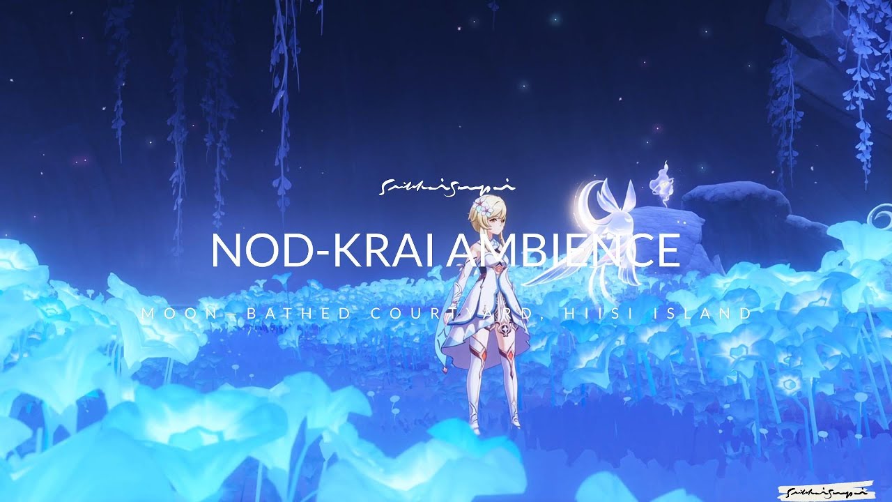 Moon-Bathed Courtyard Lumine's POV | Columbina's Lullaby Ambient (35Min) | Genshin Impact Ambience