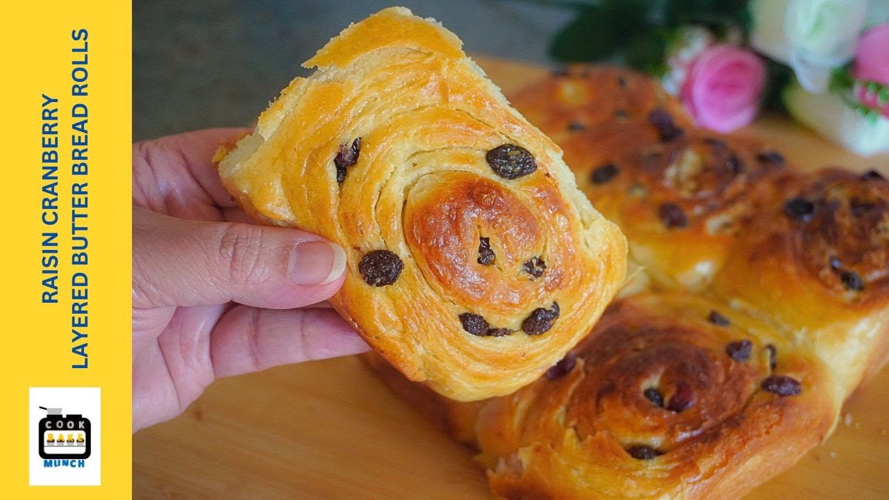 Soft & Fluffy Raisin Cranberry Bread @CookBakeMunch How To Make Layered Raisin Butter Bread Rolls😋