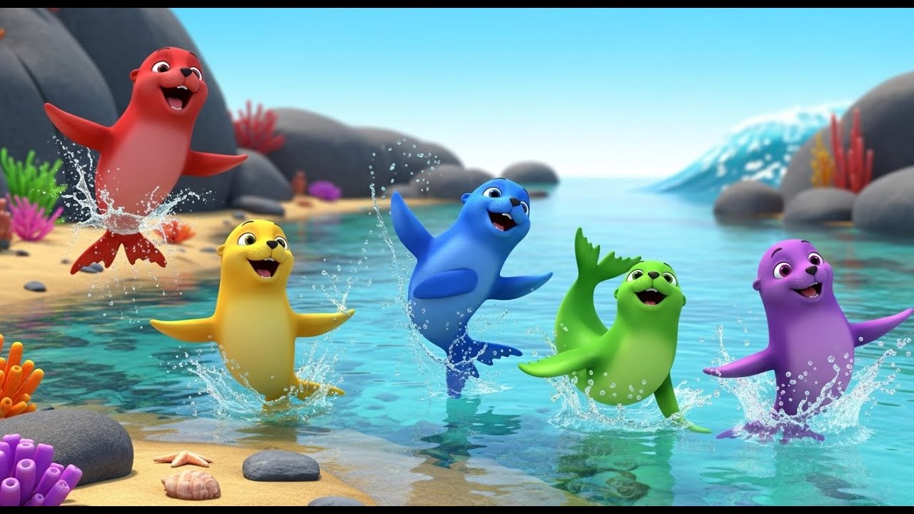 Five Little Sea Lions Splash Splash Splash | Nursery Rhymes for Kids & Baby Songs