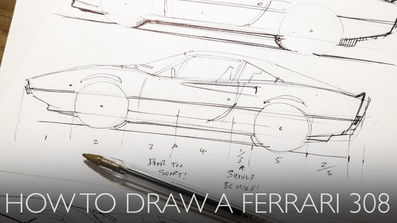How to draw a Ferrari 308 - in just 8 minutes!
