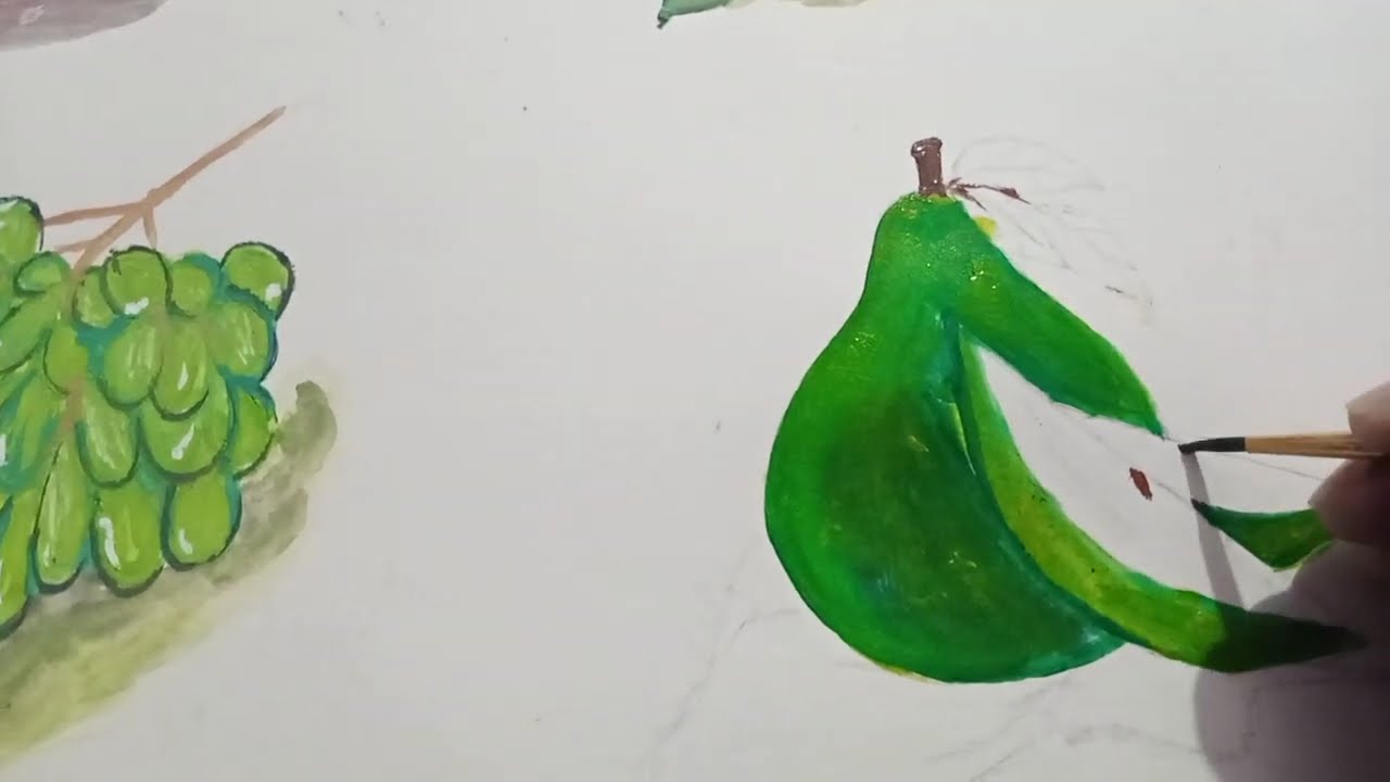 how to draw realistic pear with acrylic color|draw with me#pear
