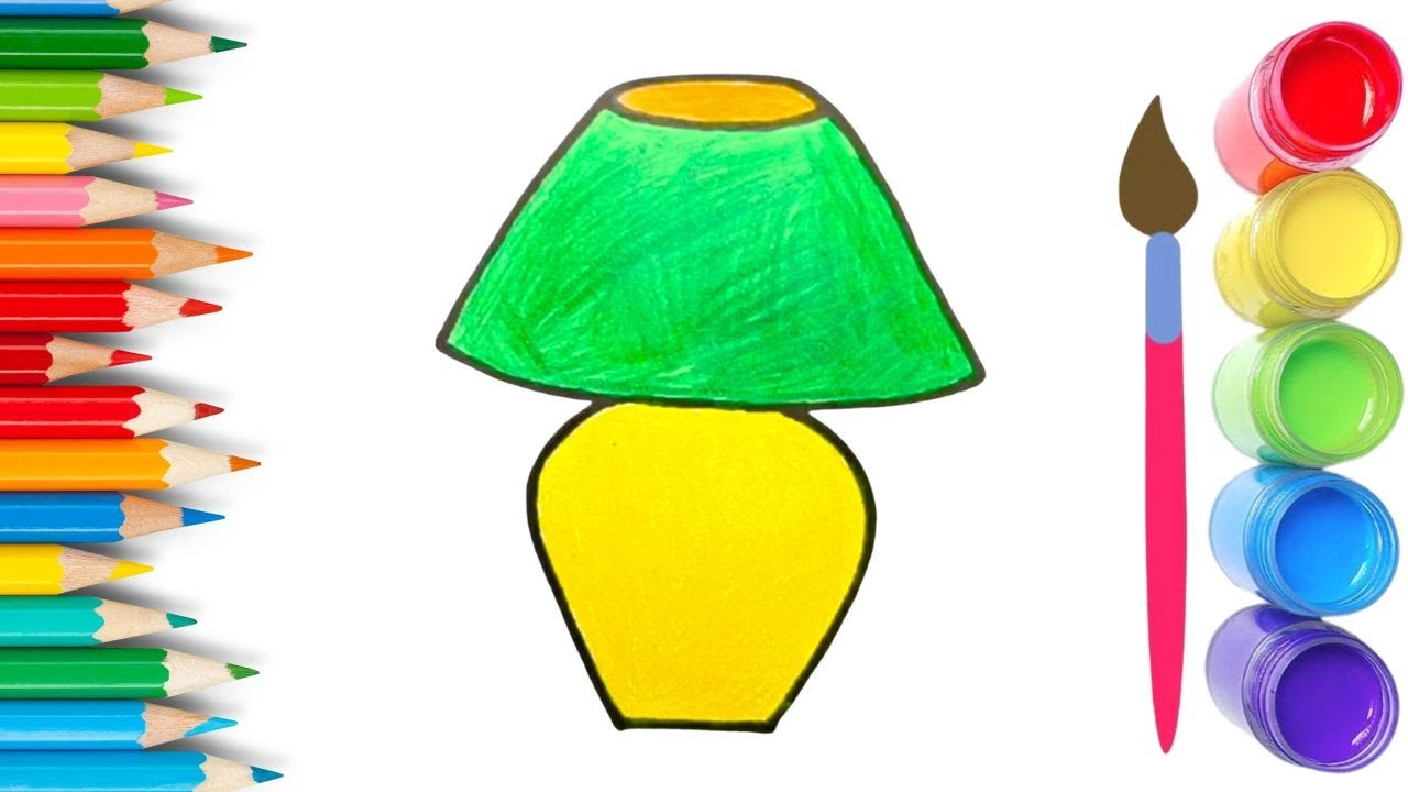How To Draw cute Table Lamp Drawing, Painting & Coloring For Kids and Toddlers_🌈🎨 🐋