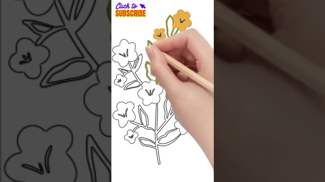 DIY Flower Branch Drawing 🌸 | Easy Whiteboard Art with Colored Pencils #shorts