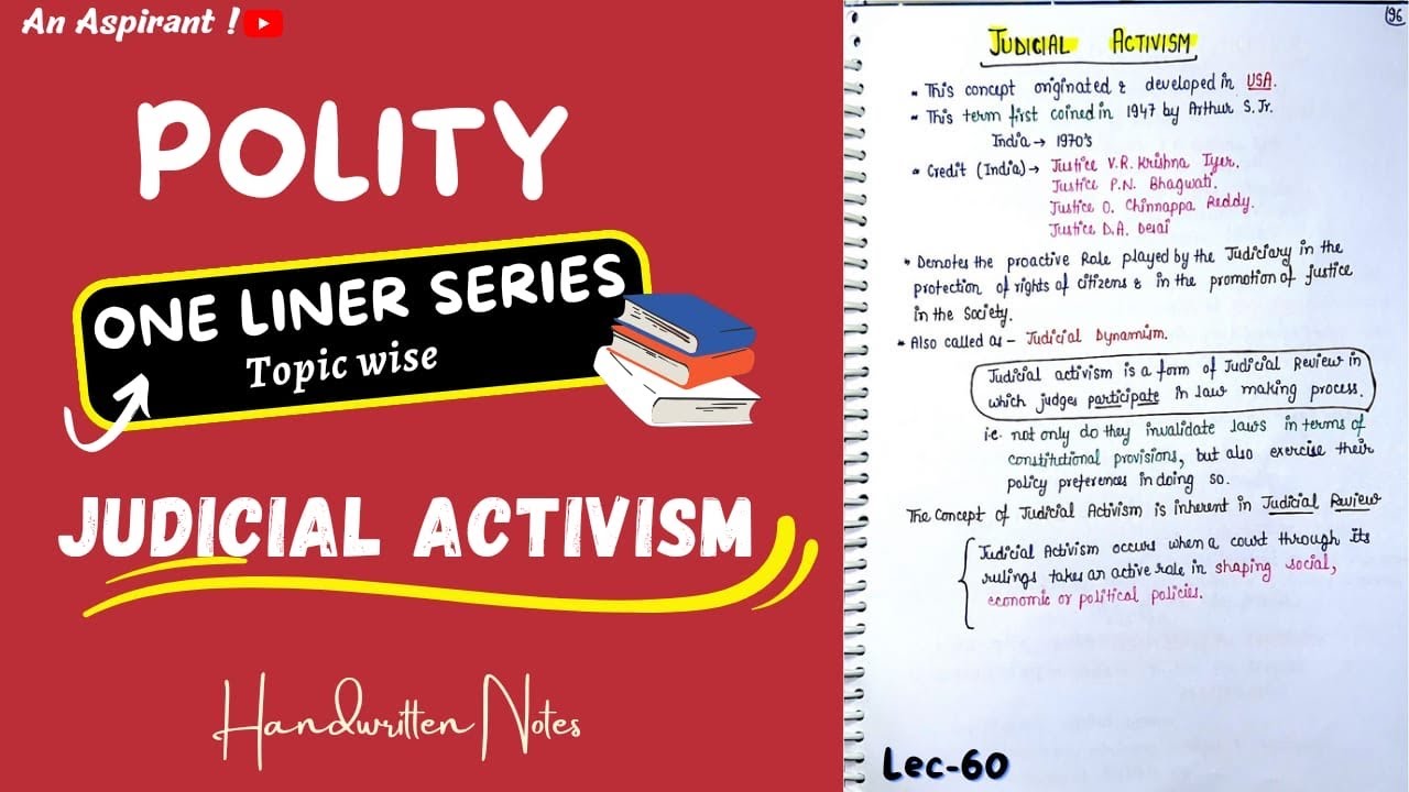 Judicial Activism || One Liners (Topic wise) || Indian Polity || Lec.60 || An Aspirant !