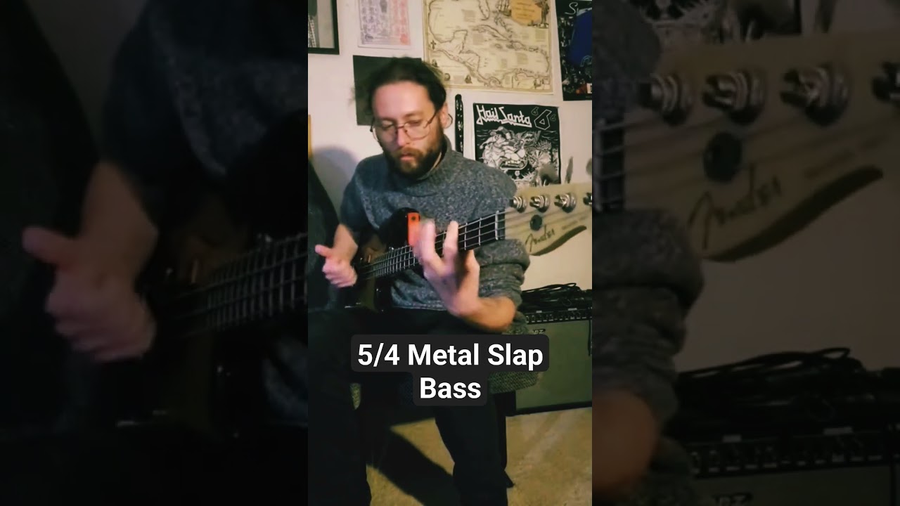 5/4 Metal #slapbass #bassguitar  #metalbass #bassteacher #slickponytail #turtleneck