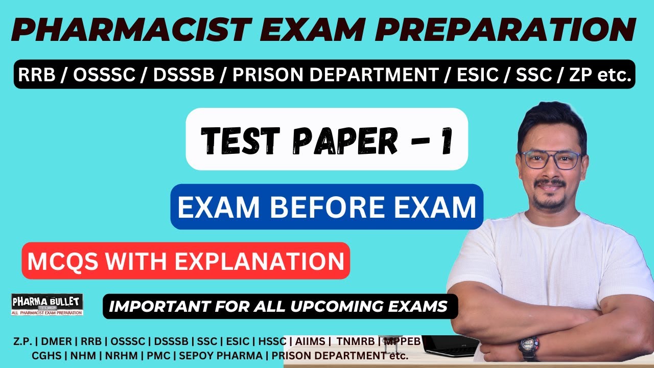 PHARMACIST EXAM PREPARATION / RAILWAY PHARMACIST / OSSSC / DSSSB / PRISON DEPARTMENT / ZP EXAM 2024