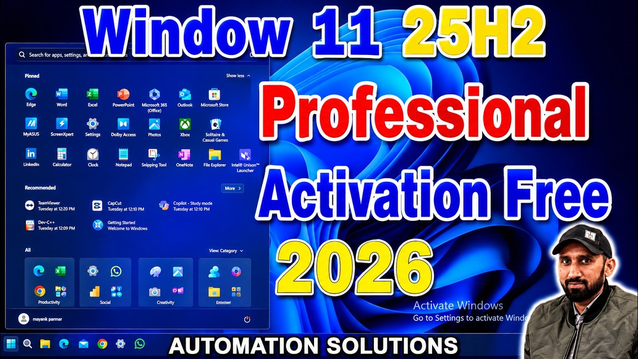 Microsoft: Window 11 25H2 Professional Activation 2026 || Windows 7,8,8.1,10,11 Activation Lifetime.