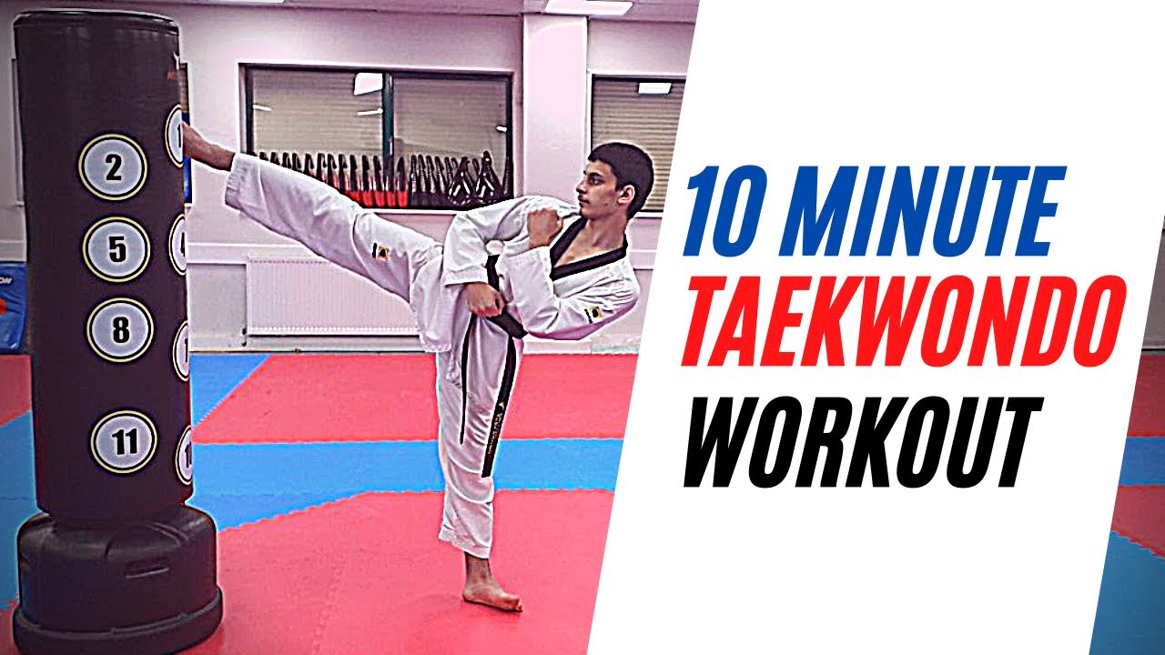 10 Minute Taekwondo Bag Workout - Footwork/Movement + Kicking
