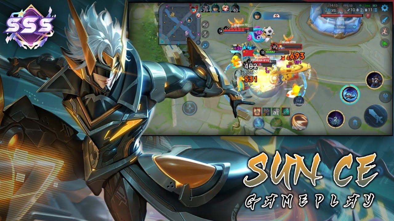 Gameplay Sun Ce Farm Lane God Stun And Rotation Hero | Honor Of Kings