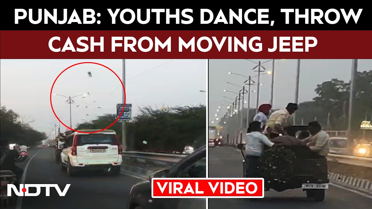 Youths Dance, Throw Cash From Moving Jeep Near Bride-Groom's Car
