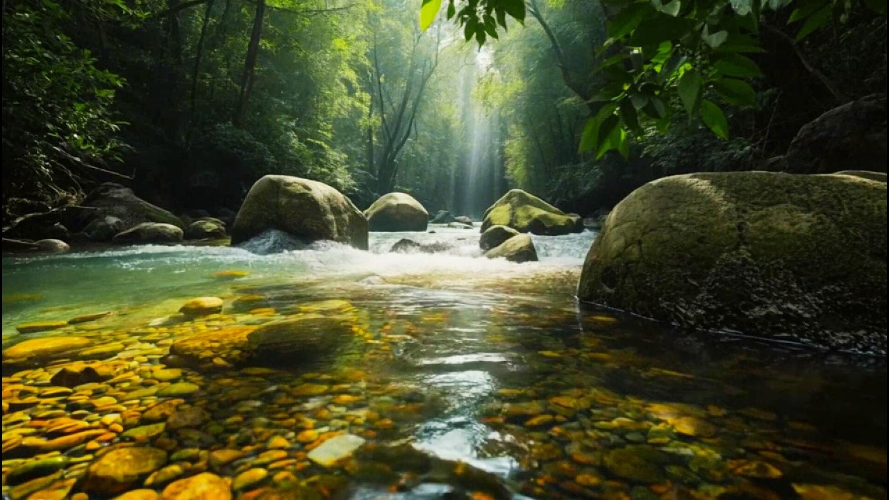 Forest Stream White Noise 🌊 Calming River Sounds for Focus, Study, Work