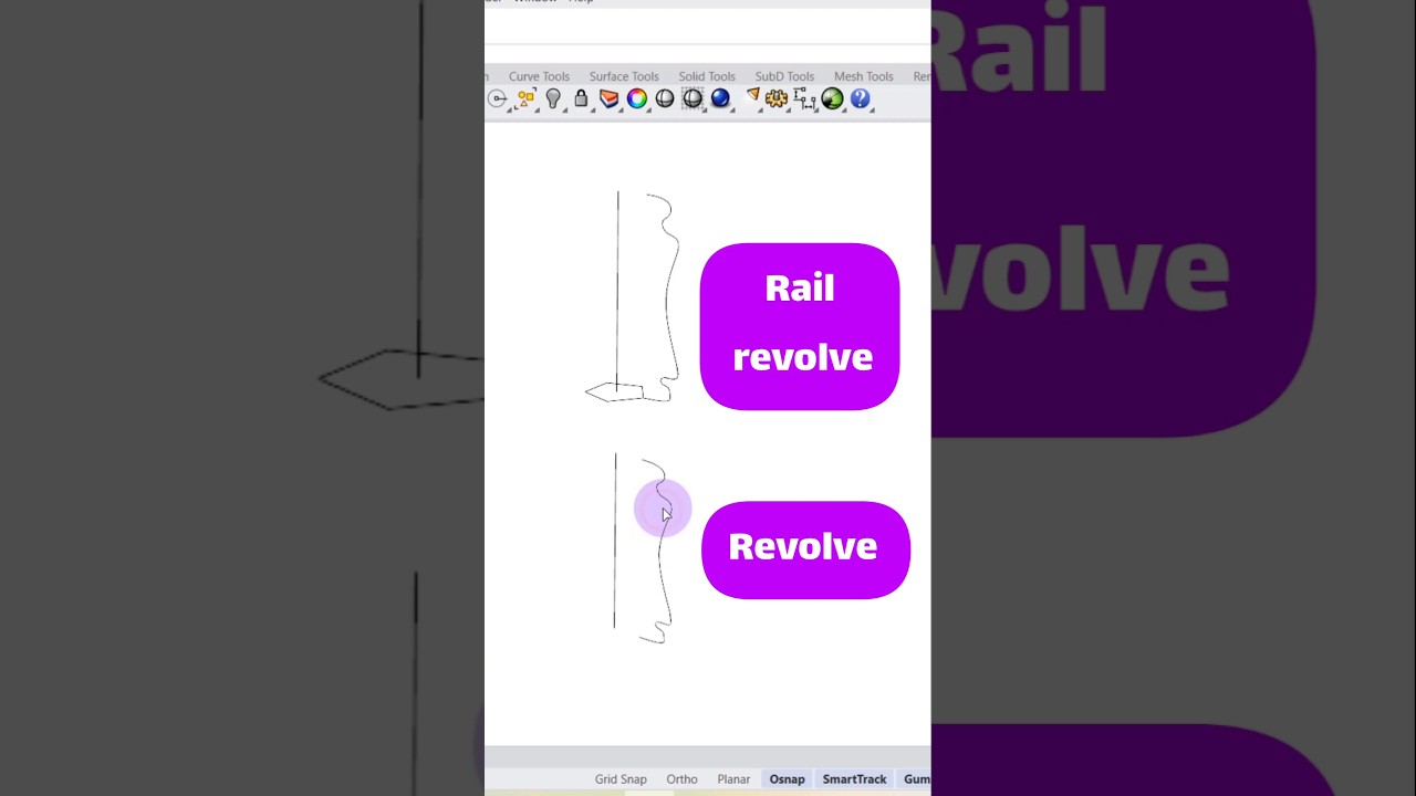 Revolve and Rail Revolve commands in Rhino. #Rhino3D #Revolve #3DModeling