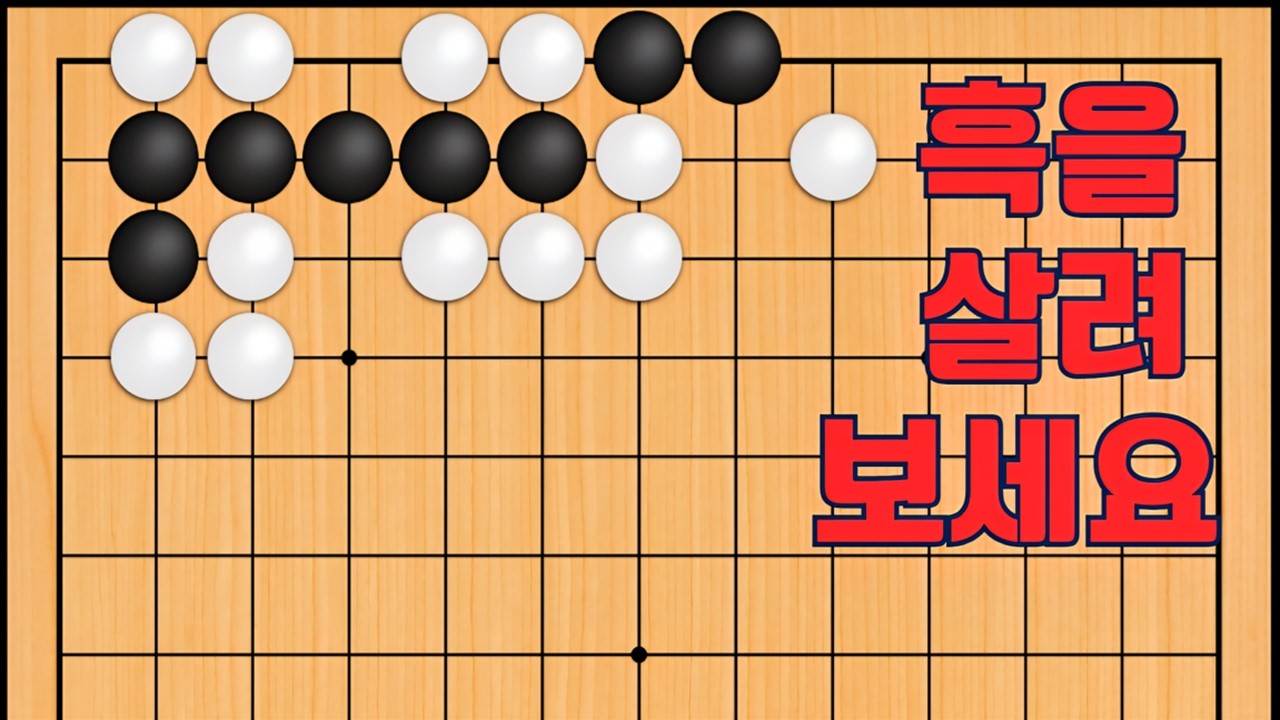 바둑 묘수 사활 - 괴팍한 묘수가 나옵니다. 흑을 살려보세요