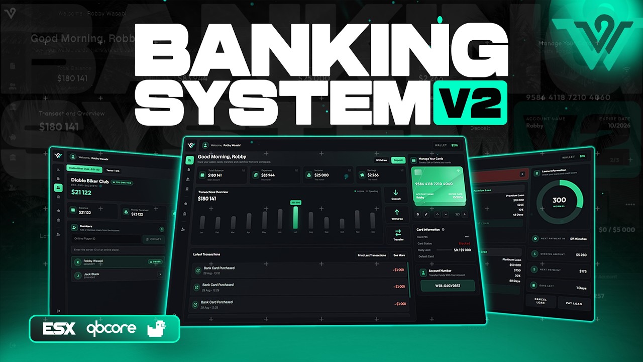 Ultimate FiveM Banking Script V2 | Wasabi Scripts | ESX, QB, QBOX