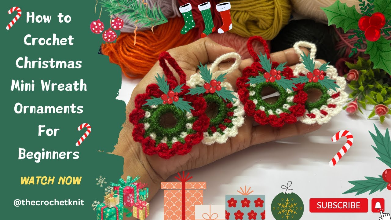 🎄🍁❄️Make MONEY with This SUPER EASY Crochet Christmas Mini Wreath! ⛄️ Sell and give as a gift🎁 #diy