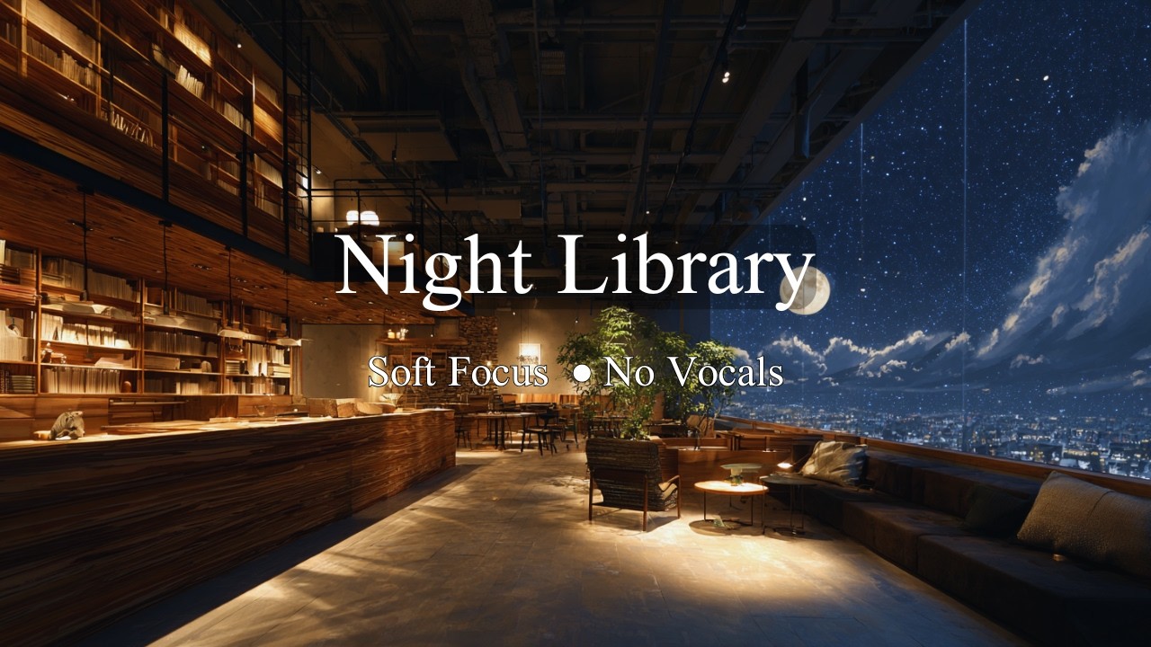 Night Library BGM 📚🌙 Calm Piano for Reading & Focus (No Vocals)