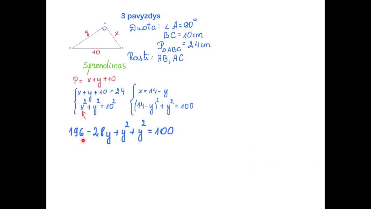 Geometrijos uždaviniai, sprendžiami sudarant lygčių sistemas